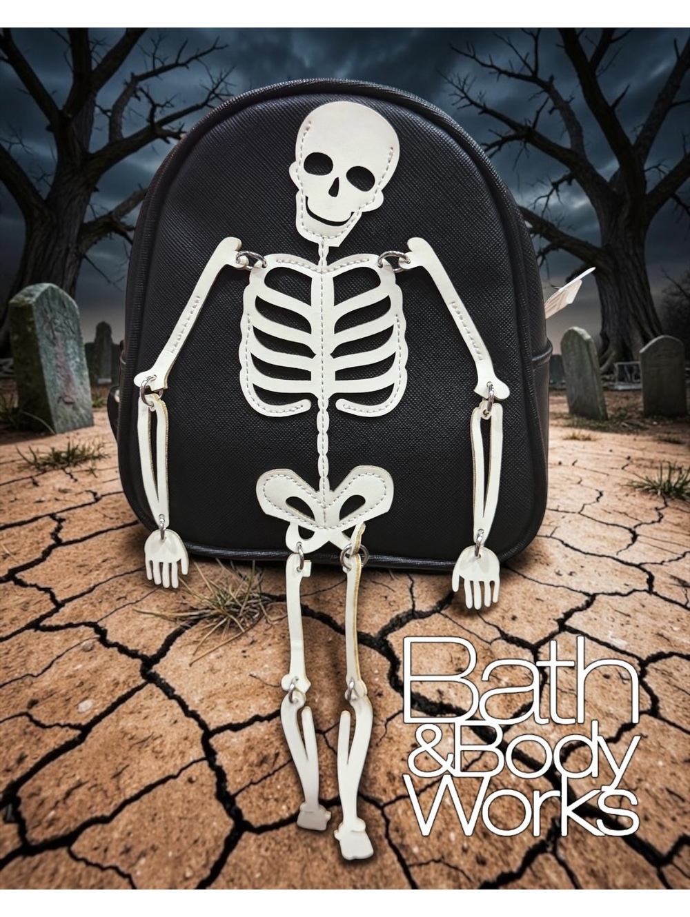 NWT Bath & Body Works Glow in the Dark Skeleton Mini Backpack